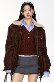 Fur Collar Suede Thick Jacket - My Store