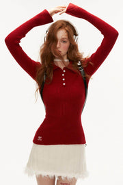 Long Sleeve Polo Vest Top Set-Up - My Store