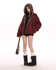 Reversible Fur Hood Jacket - My Store