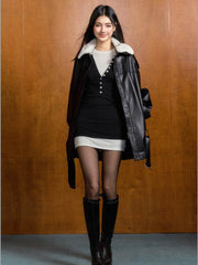 Detachable Faux Fur Collar Jacket - My Store