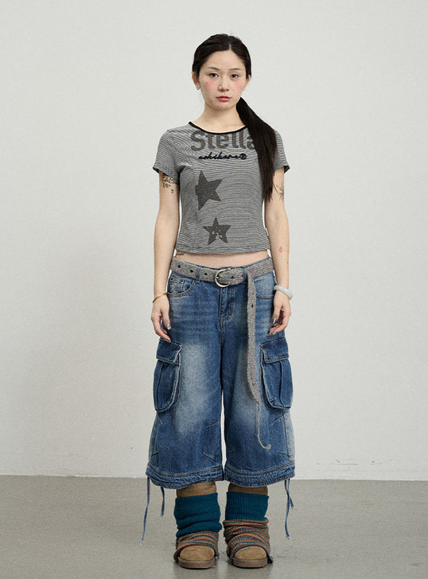 Star Point Slim Crop Short Sleeve T-Shirt (3color)