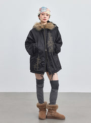 Fur Hood Quilting Half Jumper Jacket (2color)