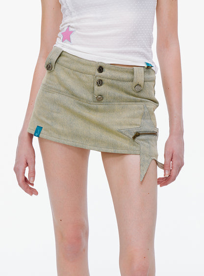 Star Patch Denim Skirt