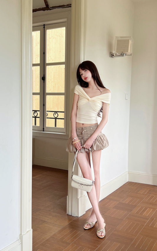 Off-Shoulder Knot Front Top