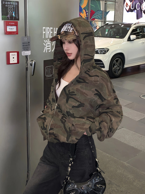 Camo Zip Up Hoodie