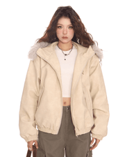 Fur Hood Zip Jacket - My Store