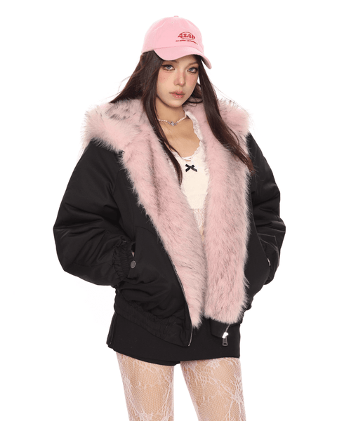 Reversible Pink Fur Jacket - My Store