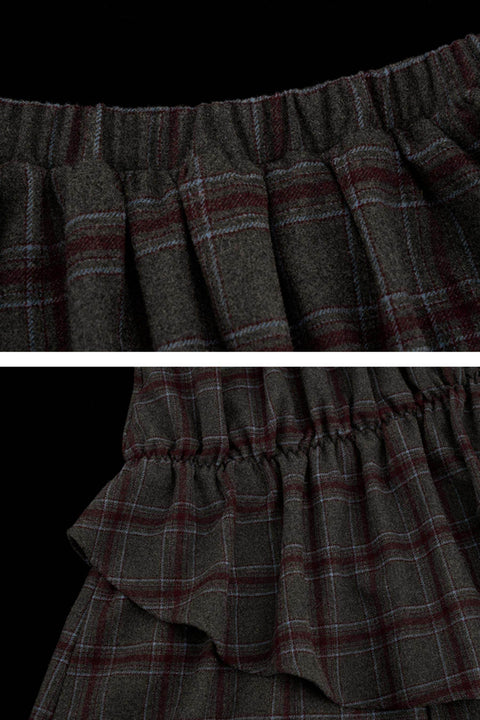 Fake Two-Piece Plaid Skirt - My Store