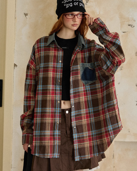 Denim Collar Check Shirt