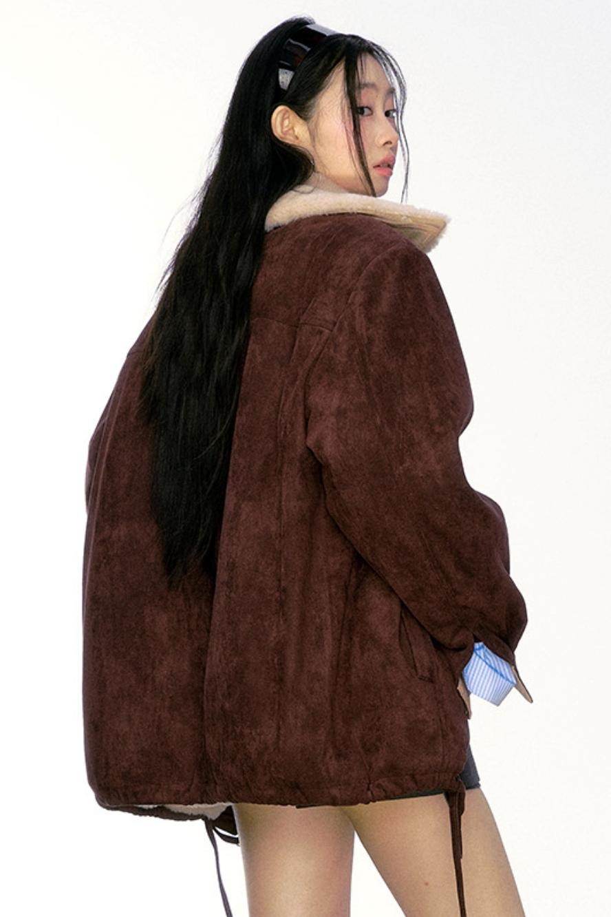 Fur Collar Suede Thick Jacket - My Store