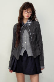 Classic Dark Gray Houndstooth Skirt - My Store