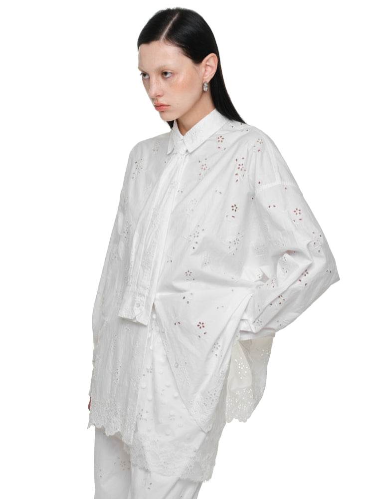 1Jinn Studio White Lace Jacquard Shirt - My Store