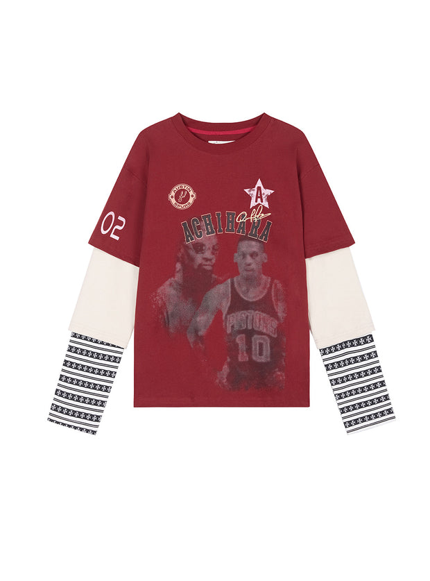 Spring Print Basketball Layered Top (3color)