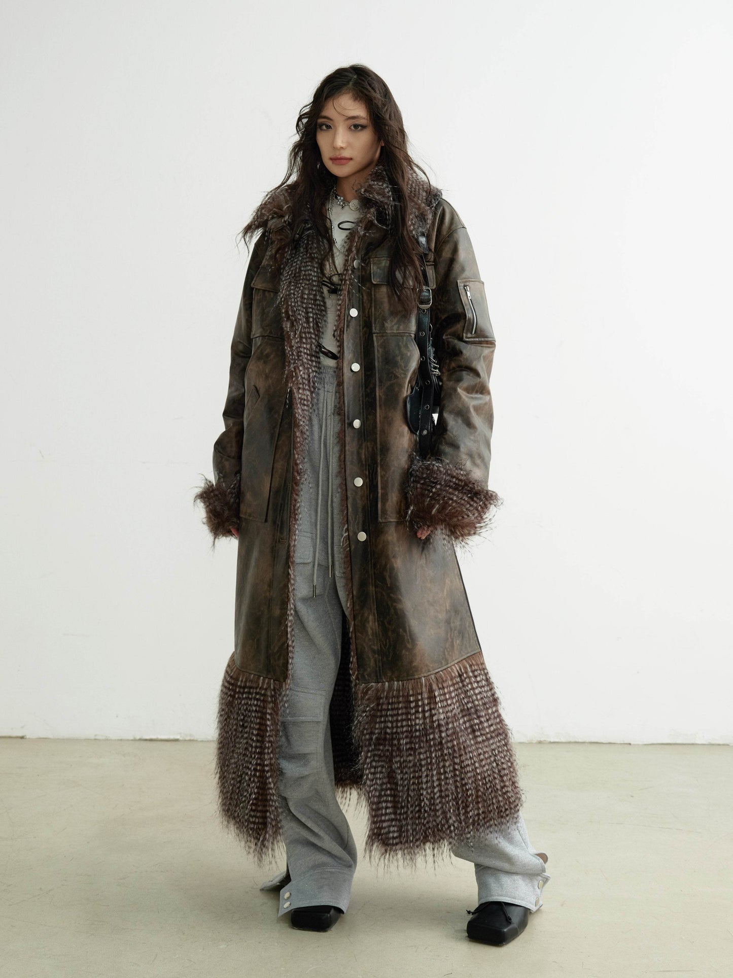 Reversible Faux Fur Long Coat - My Store