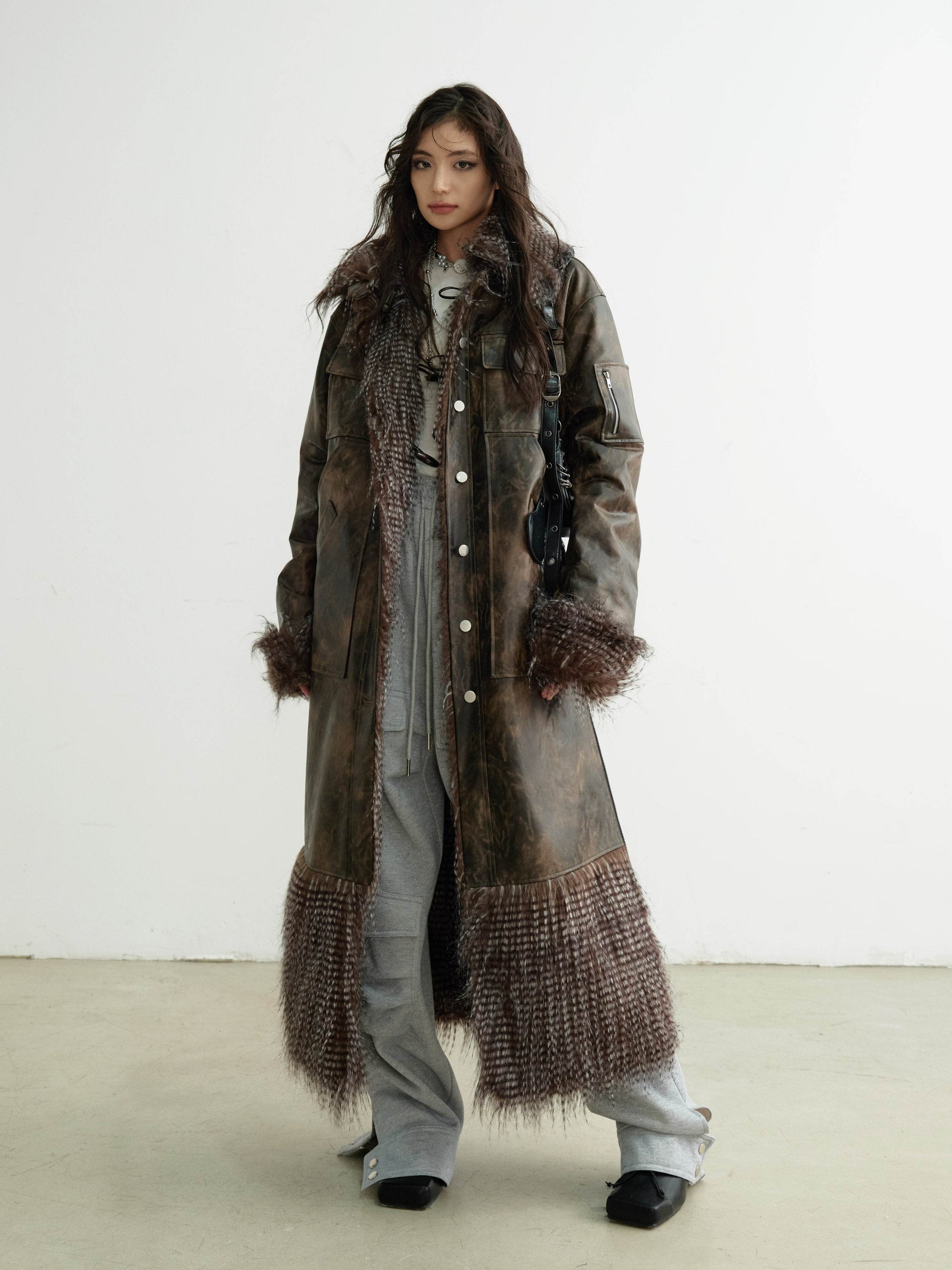 Reversible Faux Fur Long Coat - My Store