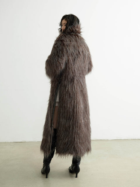 Reversible Faux Fur Long Coat - My Store