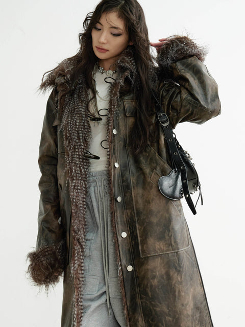 Reversible Faux Fur Long Coat - My Store