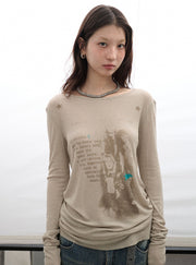 Fallen Print Long-Sleeved Top (4color)