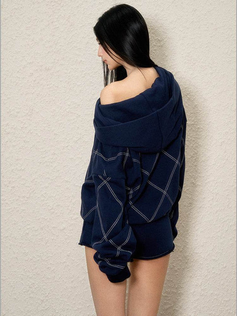 Off-Shoulder Asymmetrical Neckline Hoodie - My Store