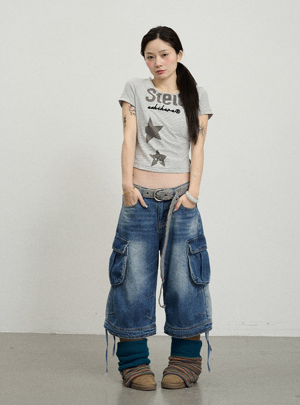 Star Point Slim Crop Short Sleeve T-Shirt (3color)