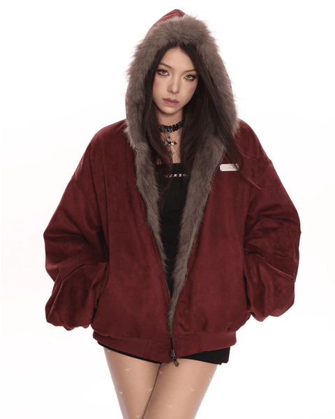 Reversible Fur Hood Jacket - My Store