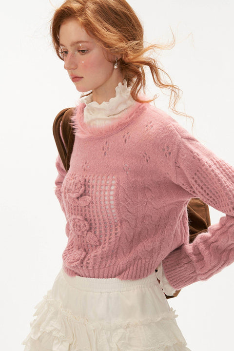 Rose Wool Knit Sweater - My Store