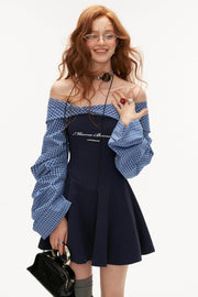 Stitched Balloon Sleeve Shoulder Dress - My Store