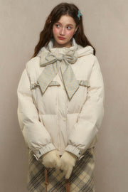 Cropped Bow Puffer Jacket - My Store