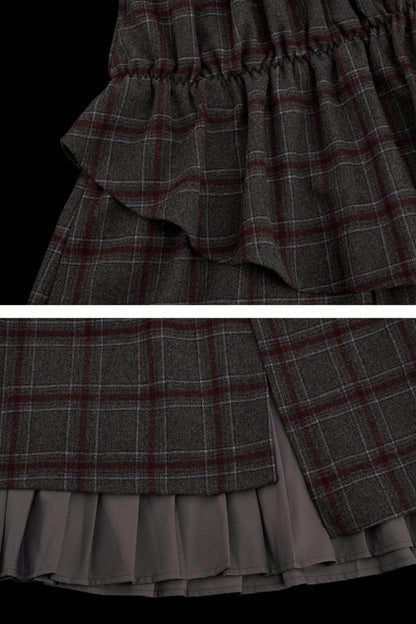 Fake Two-Piece Plaid Skirt - My Store