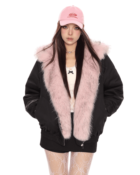 Reversible Pink Fur Jacket - My Store