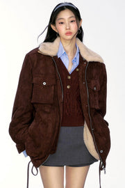 Fur Collar Suede Thick Jacket - My Store