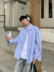 Blue and White Oversized Shirt