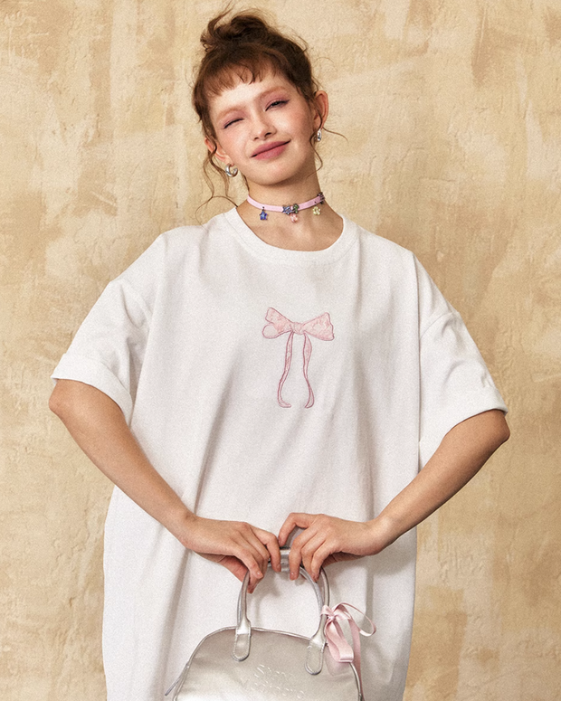 Ribbon Embroidery Loose T-Shirt