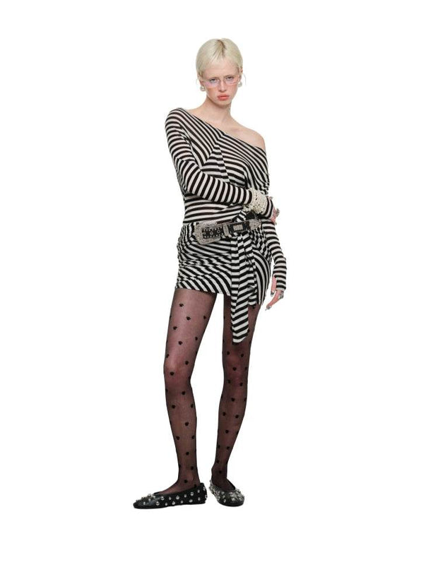 1Jinn Studio Black & White Striped Asymmetrical Dress - My Store