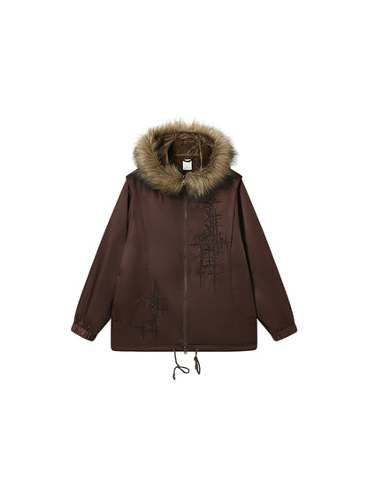 Fur Hood Quilting Half Jumper Jacket (2color)