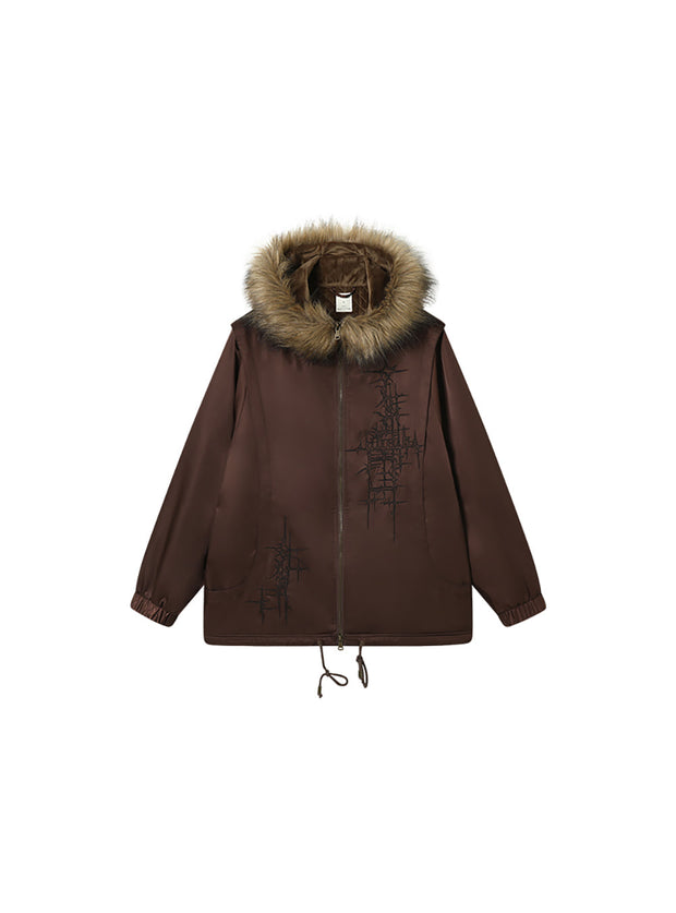 Fur Hood Quilting Half Jumper Jacket (2color)