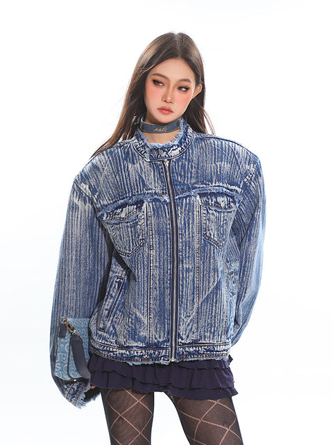 Distressed Boxy Denim Jacket