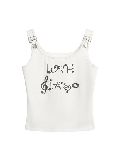 Suspender Strap Lettering Sleeveless Top