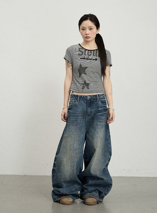 Star Point Slim Crop Short Sleeve T-Shirt (3color)