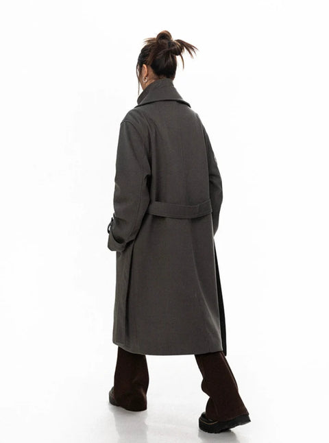 Oversized Belted Double Breasted Coat