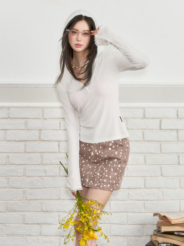 Lace-Panel Protection Long-Sleeve Top