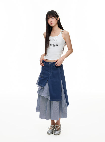 Suspender Strap Lettering Sleeveless Top