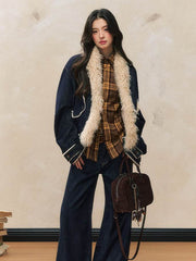 Denim Fur-Trimmed Jacket - My Store