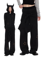 Velvet Star Fur Hooded Zip Up & Wide Casual Pants - My Store