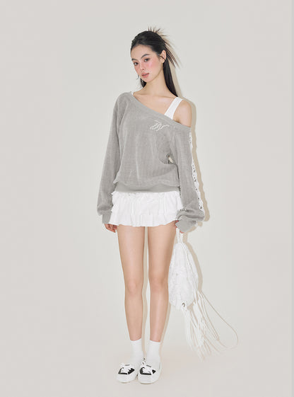 Lace Chenille Hollow Long-Sleeved Top