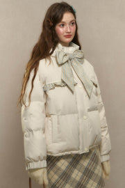 Cropped Bow Puffer Jacket - My Store