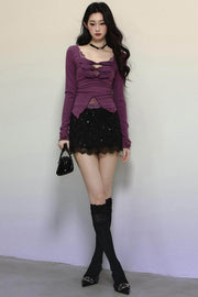 Slim Fit Lace A-Line Short Skirt - My Store