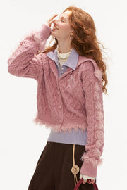 High Neck Wool Sweater Cardigan - My Store