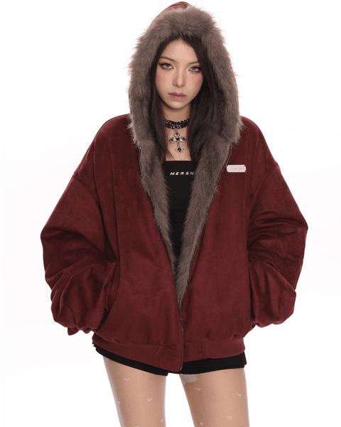 Reversible Fur Hood Jacket - My Store