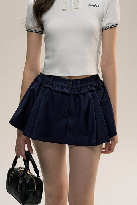 Navy Blue A-Line Short Umbrella Skirt - My Store